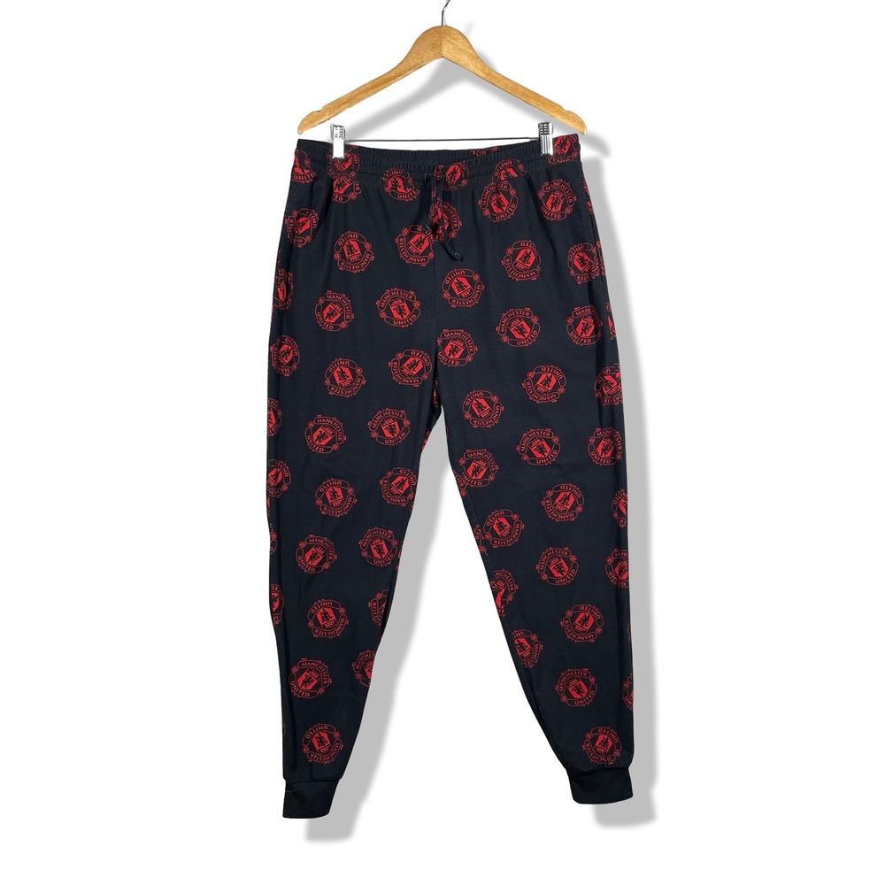 Manchester United Pajama‎ Pants Mens Large Black Red Soccer Football Loungewear